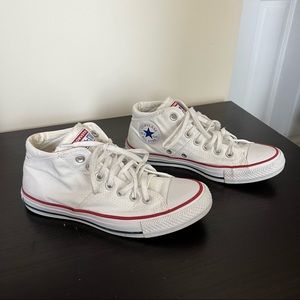 White converse all star mid- high tops shoes